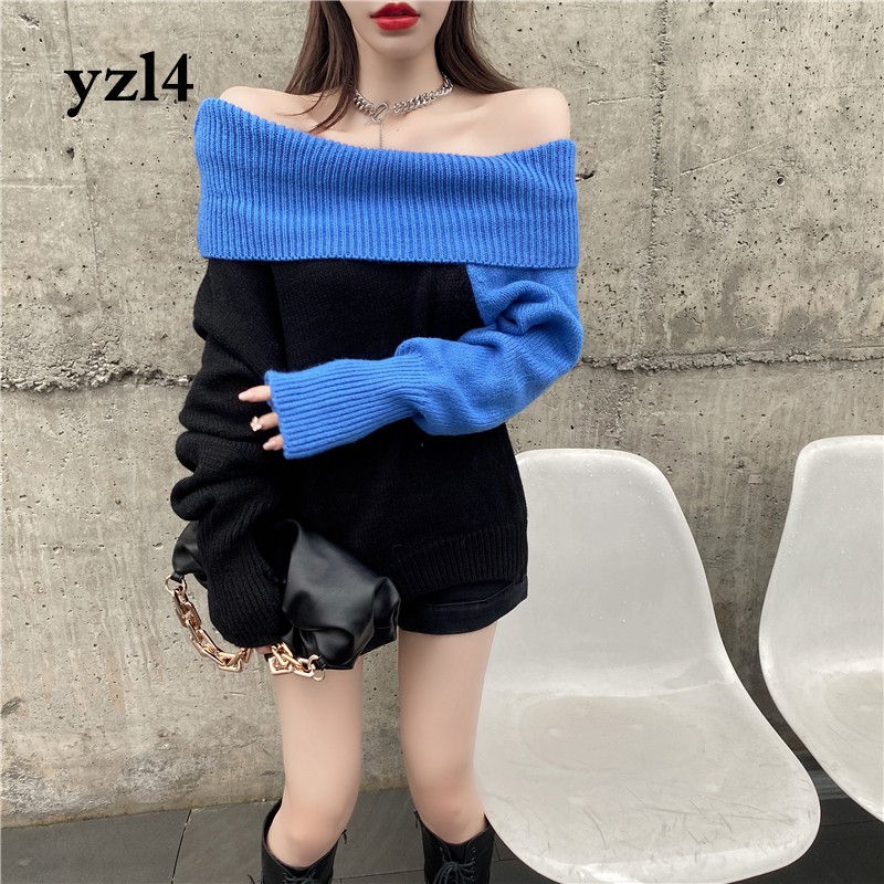 Áo Sweater Dệt Kim Tay Dài Cổ Lọ Hở Vai Dáng Ôm Gợi Cảm Cho Nữ