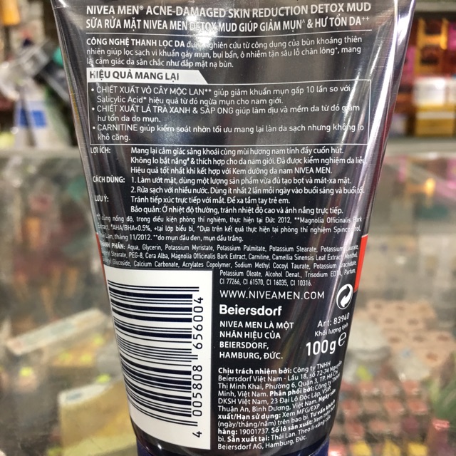 Sữa rửa mặt Nivea giúp giảm mụn hư tổn da 100g