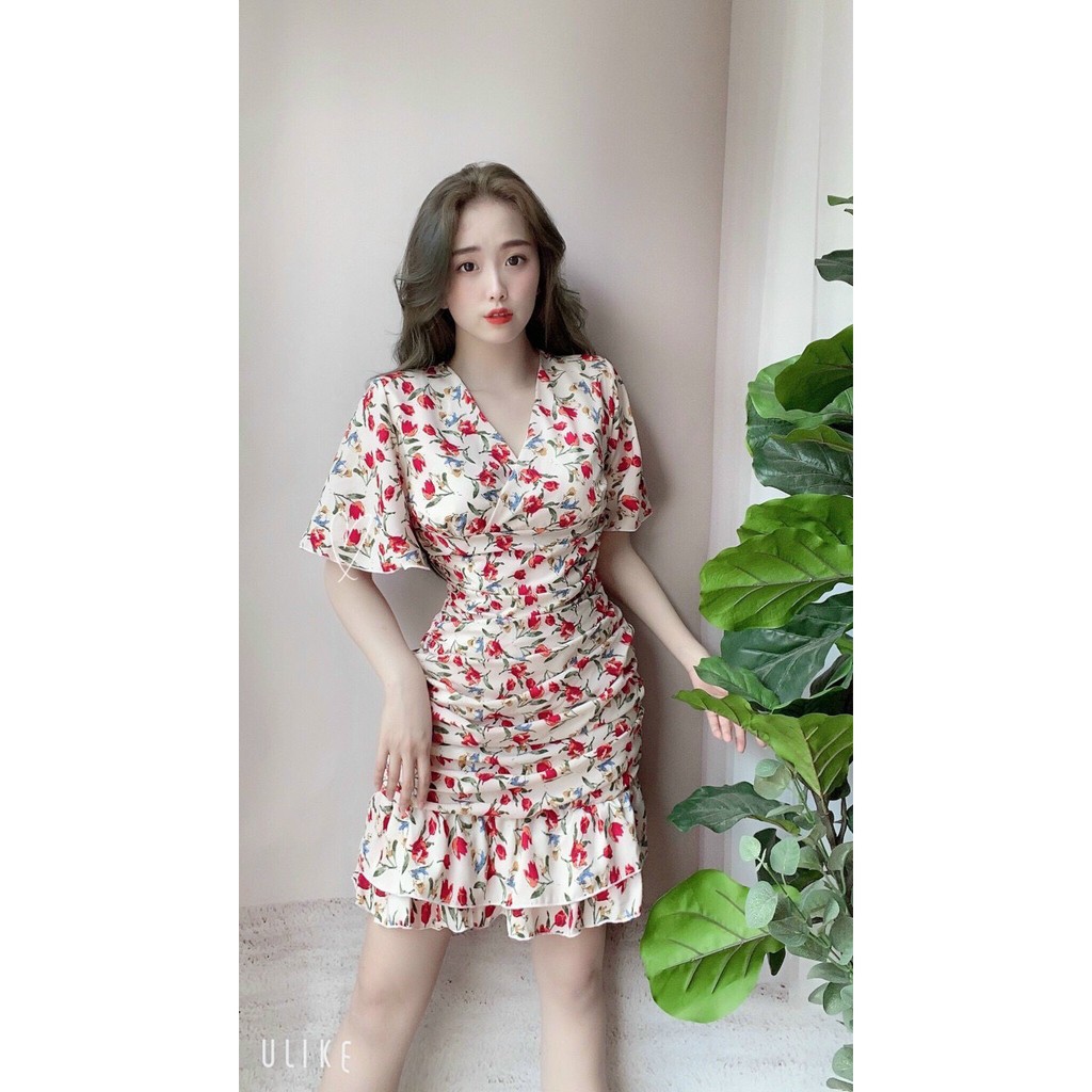 D3141❤️🌸  ĐẦM HOA NHÚN CÁNH TIÊN ĐẮP CHÉO  🌸 | BigBuy360 - bigbuy360.vn