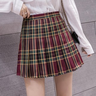 Chân váy chữ A lưng cao họa tiết sọc caro xinh xắn thời trang dành cho nữ