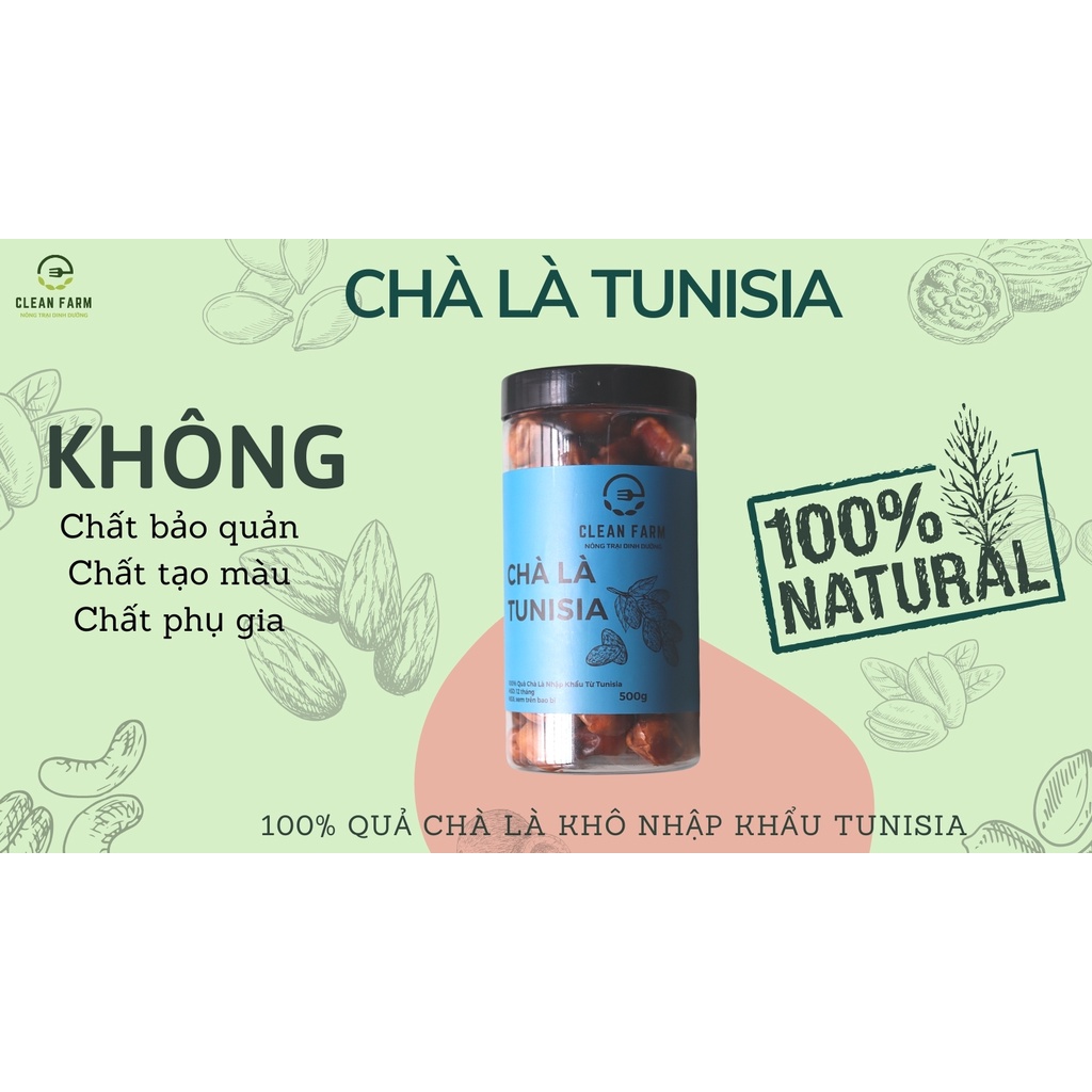 Hộp 500 g Chà Là Sấy Khô Quả Rời CLEAN FARM Nhập Khẩu Tunisia - Ăn vặt healthy