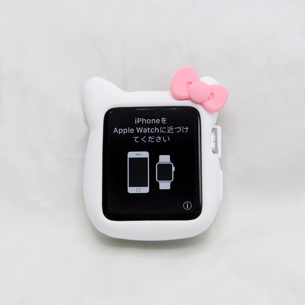 Khung Silicone chống sốc hình mèo Hello Kitty bảo vệ cho mặt đồng hồ Apple Watch Series 3/2/1 (38/42mm)