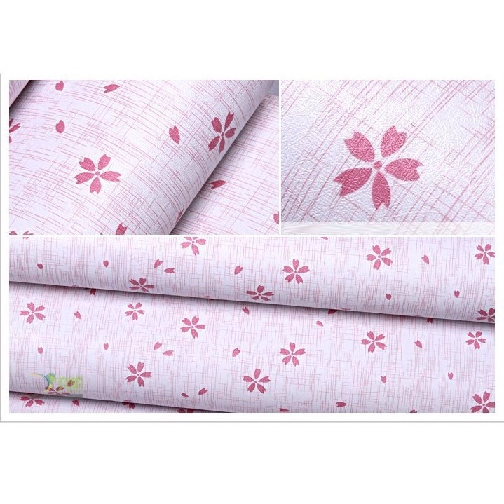 1 mét giấy dán tường hoa năm cánh nhỏ đỏ (khổ 45cm)