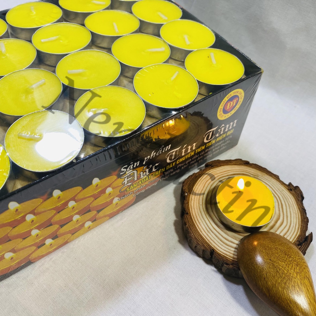 Hộp nến bơ 100 viên Tealight cao cấp Đức Tín không khói không mùi an toàn cho người sử dụng