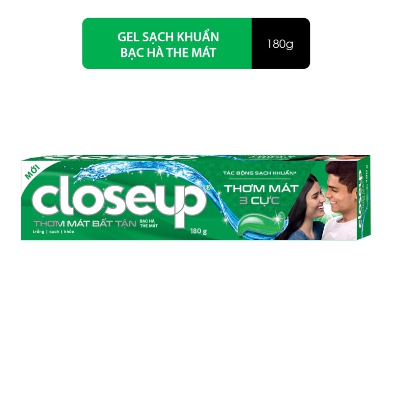 [CLOSEUP+Tặng KHĂN] Combo 2 Kem đánh răng CLOSE UP Bạc Hà Thơm Mát Bất Tận 180gr/tuýp + Tặng KHĂN CAO CẤP