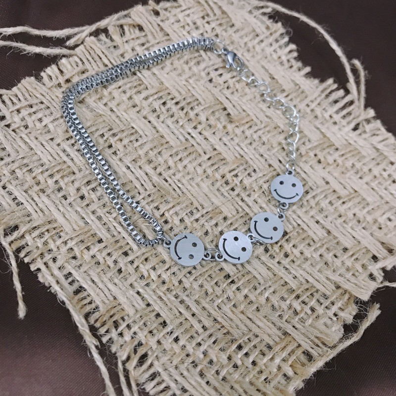 Vòng Tay Kim Loại Mặt Cười Phong Cách Hip Hop Cá Tính