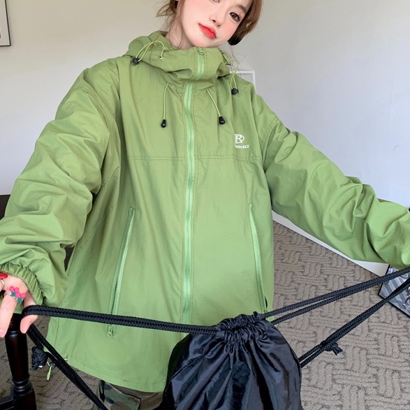 ZHELIHANGFEI Áo Khoác Hoodie Dáng Rộng Thêu Họa Tiết Kiểu Mỹ Cá Tính