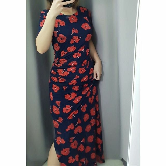 Đầm thun maxi hoa có nhấn eo ( bầu bí mặc ok luôn) | BigBuy360 - bigbuy360.vn
