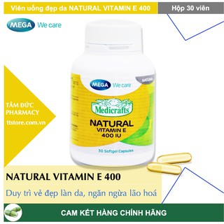 ENAT 400 Medicraft Natural Vitamin E 400UI [Chai 30 viên] - Da căng mịn, ngăn ngừa lão hoá [Mega we care / enat]