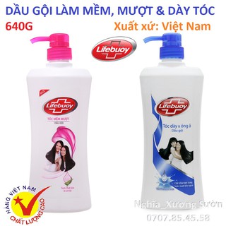 Dầu gội Lifebuoy 640g sạch khuẩn, mượt tóc hồng xanh tóc dày óng ả, mềm mượt