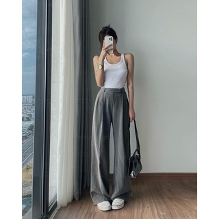 Quần tây xám ống rộng - Áo ba lỗ trắng m
