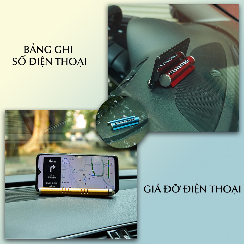 Bảng ghi số điện thoại ô tô hợp kim nhôm TinTin Autocare đa chức năng 4 trong 1 thẻ đỗ xe giá đỡ điện thoại phá kính