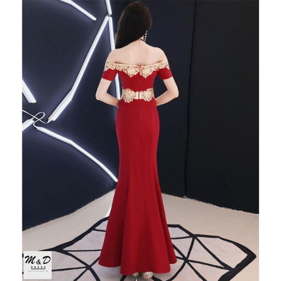 Đầm dạ hội đẹp, ôm, đuôi cá, trễ vai, họa tiết threadwork sang trọng, dự tiệc, sang trọng và quyến rũ-OSLP-12 MH
