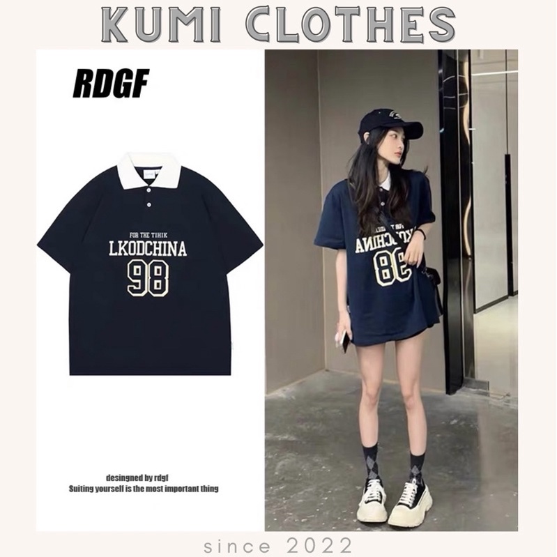 Áo thun tay lỡ nữ in hình 98 cotton form rộng oversize tối màu phong cách Ulzzang