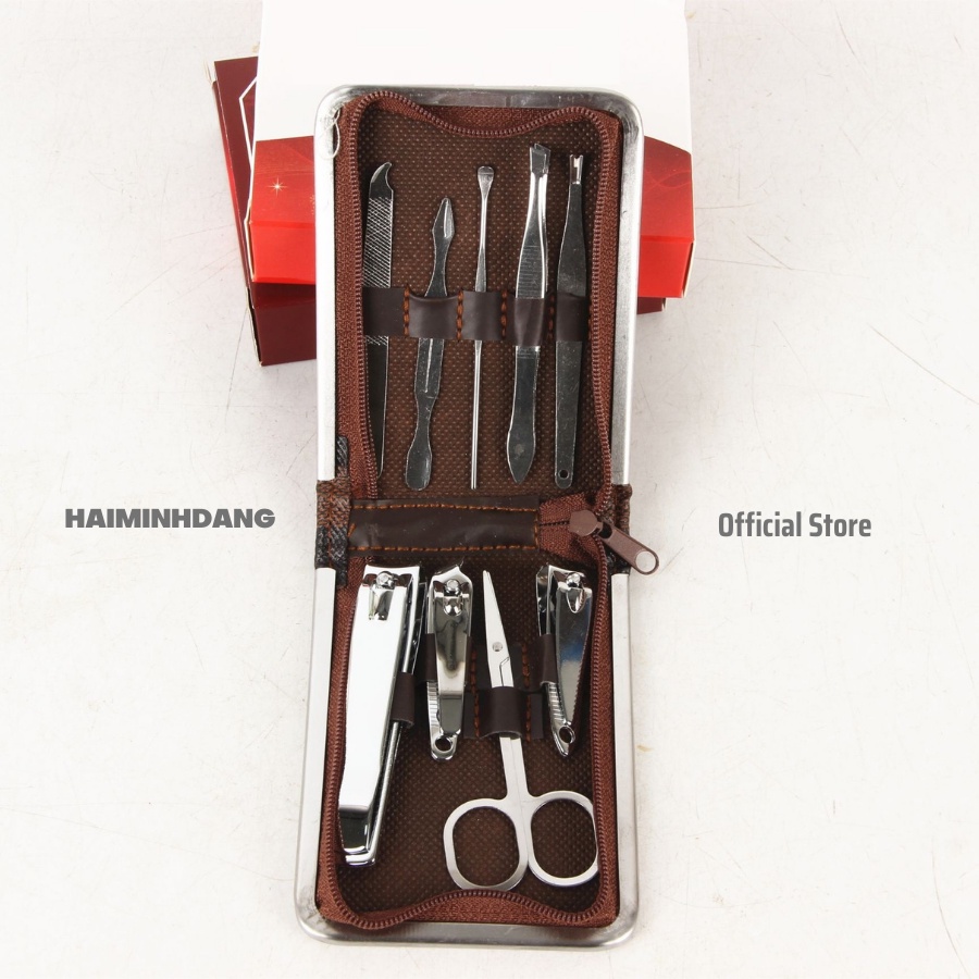 Bộ bấm móng tay, chăm sóc móng 9 món bao da sang trọng