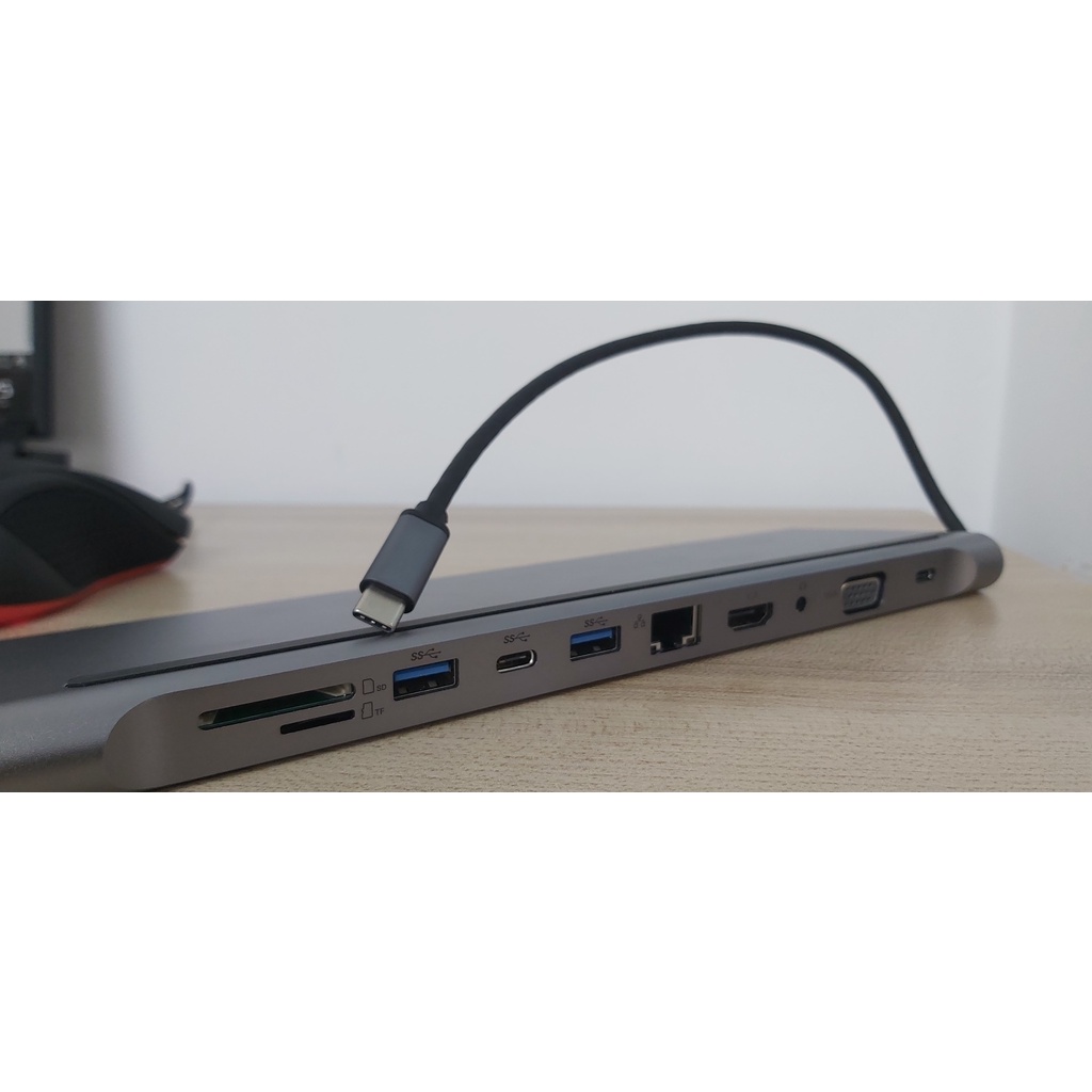Hub USB C ra 11 cổng dùng cho laptop táo Pro,kiêm đế tản nhiệt nhôm cao cấp - Hồ Phạm