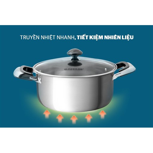 Bộ nồi, nồi lẻ INOX 1 đáy SUNHOUSE SH365 - Dùng cho mọi loại bếp