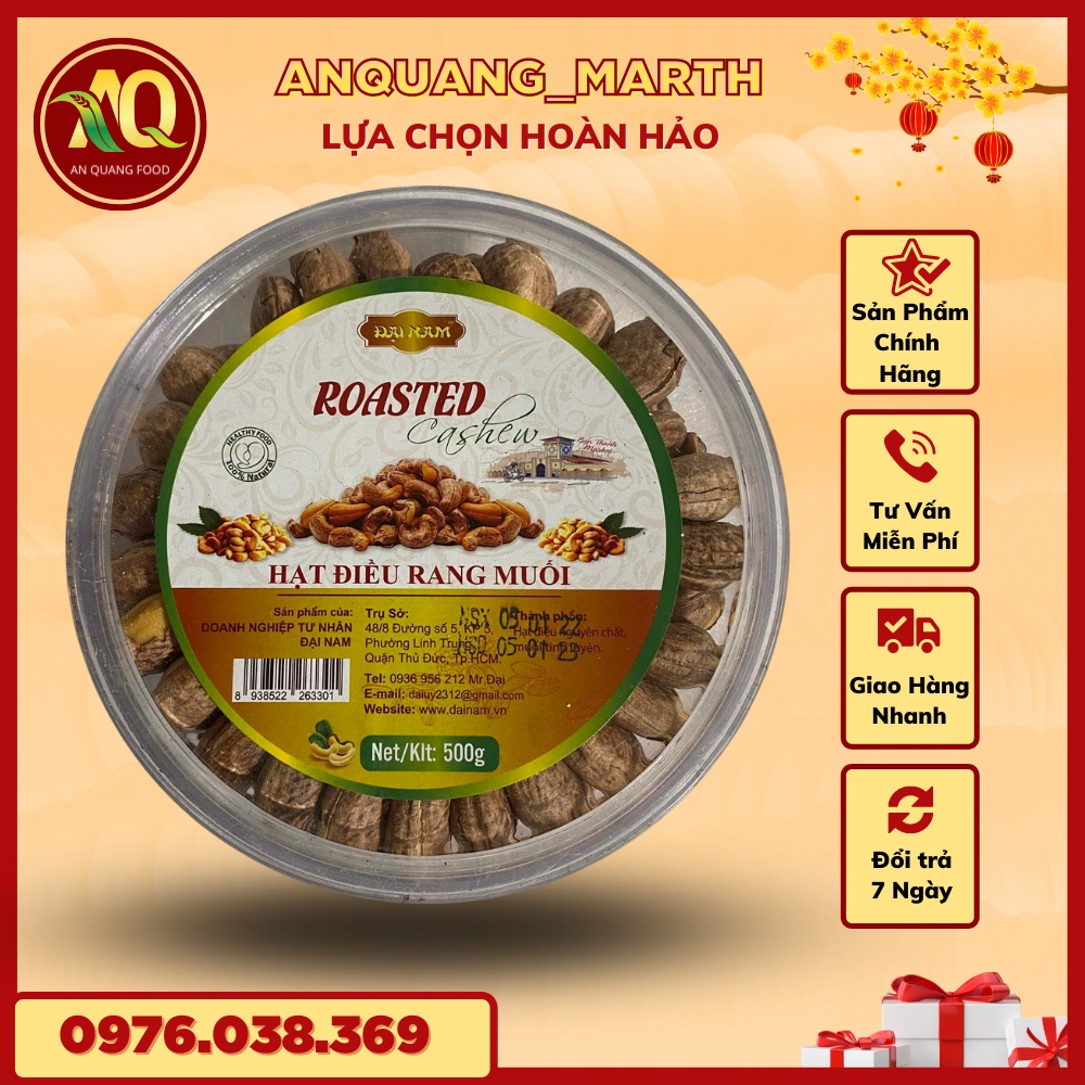 Hạt điều rang muối ANQUANG_MARTH,hạt điều nguyên vị trọng lượng 300gr và 500gr Hàng chất lượng