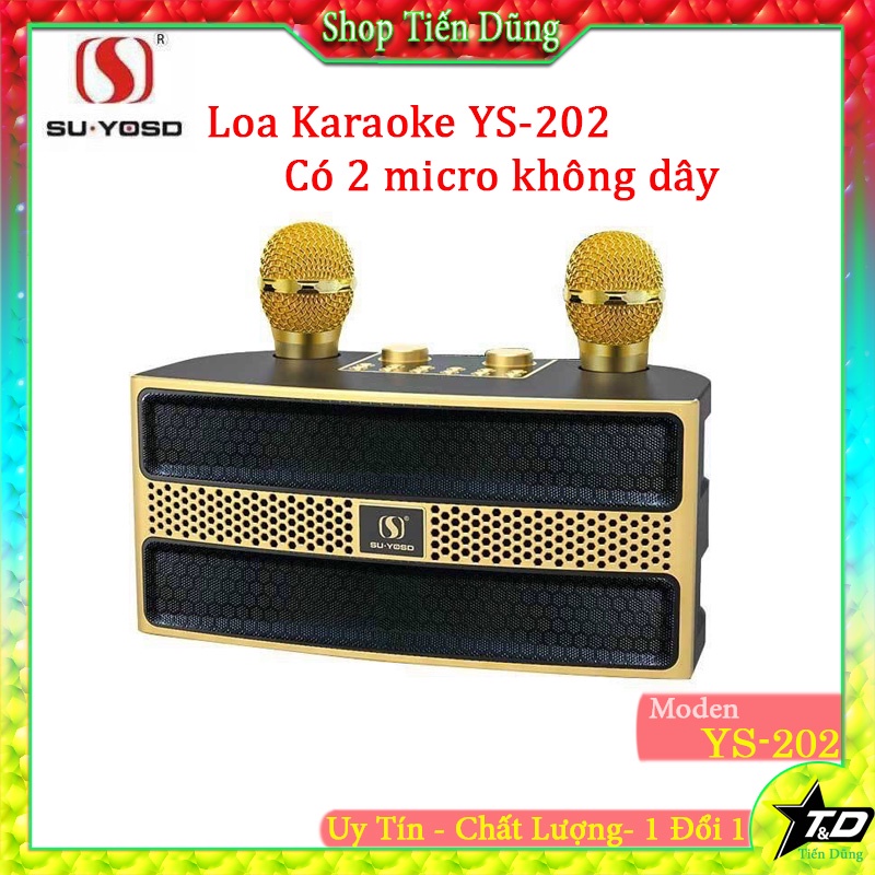 Loa Karaoke Bluetooth YS 202 Kèm 2 Micro Không Dây, Âm Thanh Siêu Hay, Thiết Kế Sang Trọng Nhỏ Gọn Tiện Lợi, Dễ Sử Dụng.