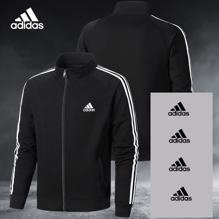 Áo Khoác Thể Thao Adidas 100% Cotton Cổ Đứng Thêu Logo Thời Trang Cho Cặp Đôi