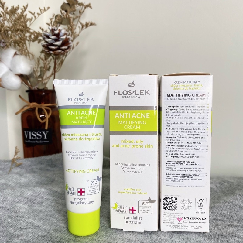 Kem Dưỡng Kiềm Dầu Floslek Anti Ance Mattifying cho da dầu mụn