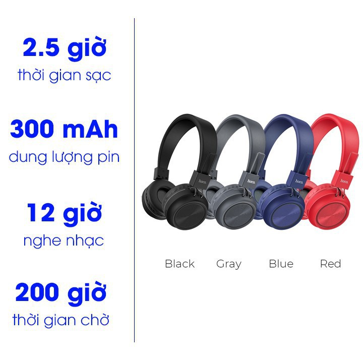 ⚡NowShip⚡ Tai nghe Hay Bluetooth chụp tai Hoco W25 có micro cho điện thoại máy tính bảng iphone ipad samsung xiaomi..