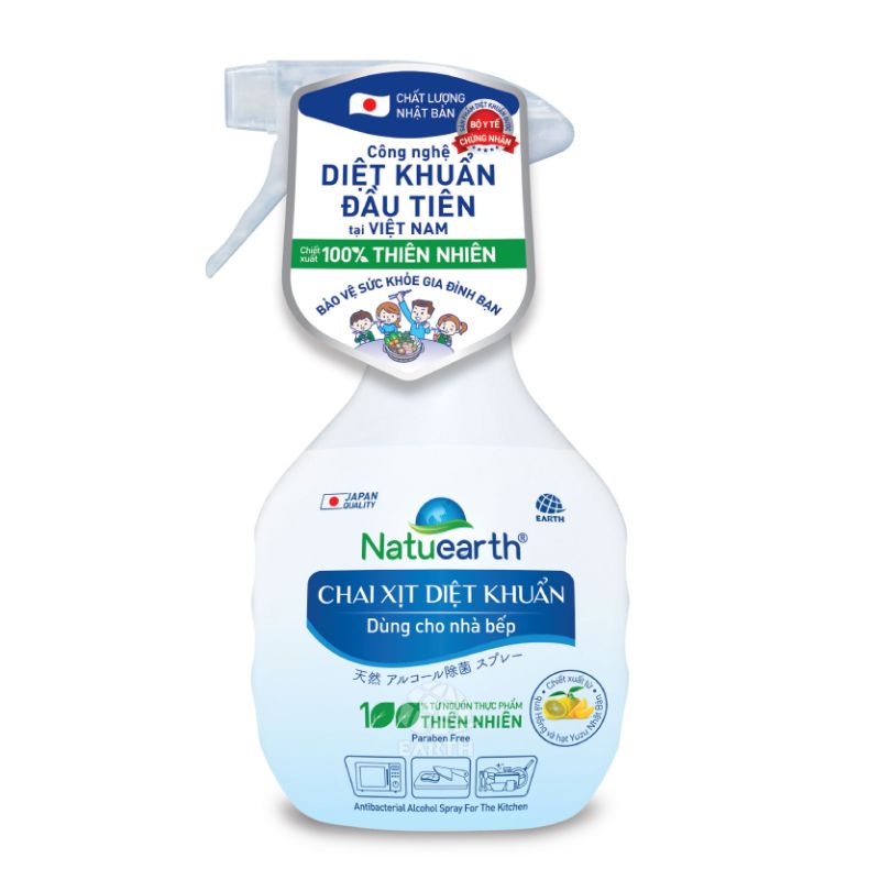 Xịt khuẩn Natuearth (410 ml) - Dùng cho nhà bếp và da tay