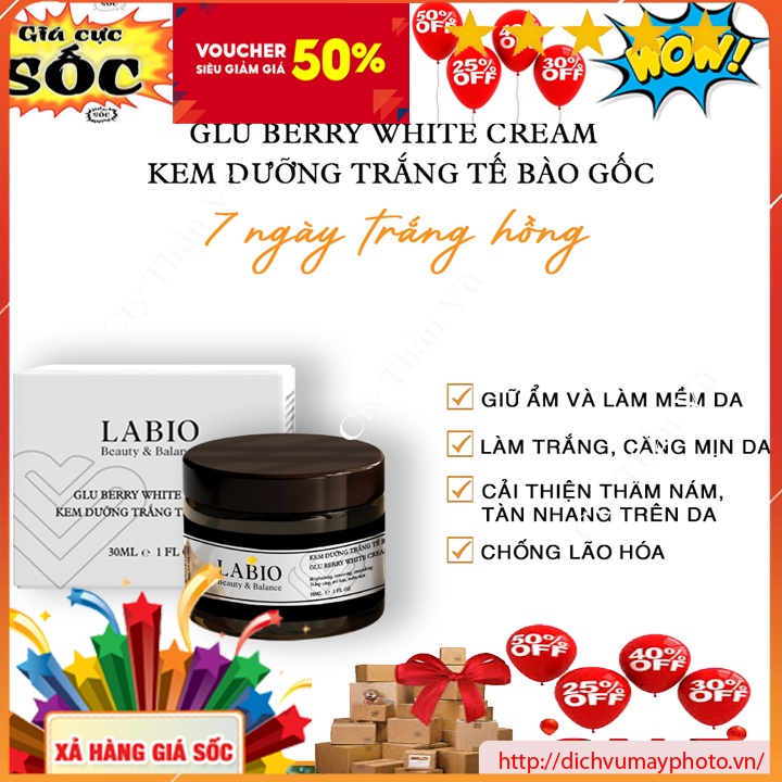 Kem Dưỡng Trắng  LABIO Glutathione dung tích 30ml - Trẻ Hóa Da An Toàn kholinhkienmayin