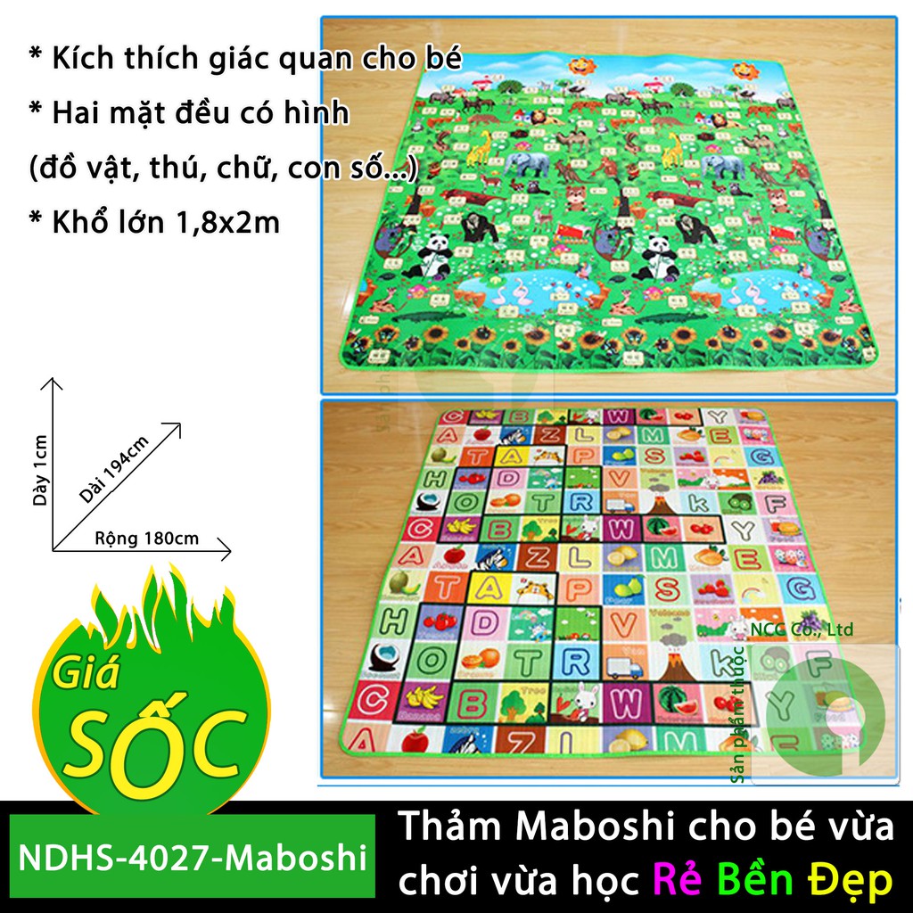 Thảm chơi 2 mặt cho bé Maboshi vừa chơi vừa học - kích thích giác quan - NDHS-4027-Maboshi (Nhiều màu sắc)