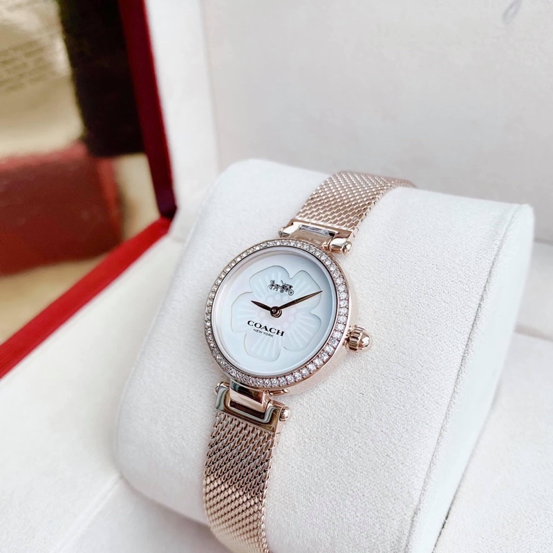 Đồng hồ COACH nữ size 28mm tone rose gold dây mesh - Hàng chính hãng nhập Mỹ