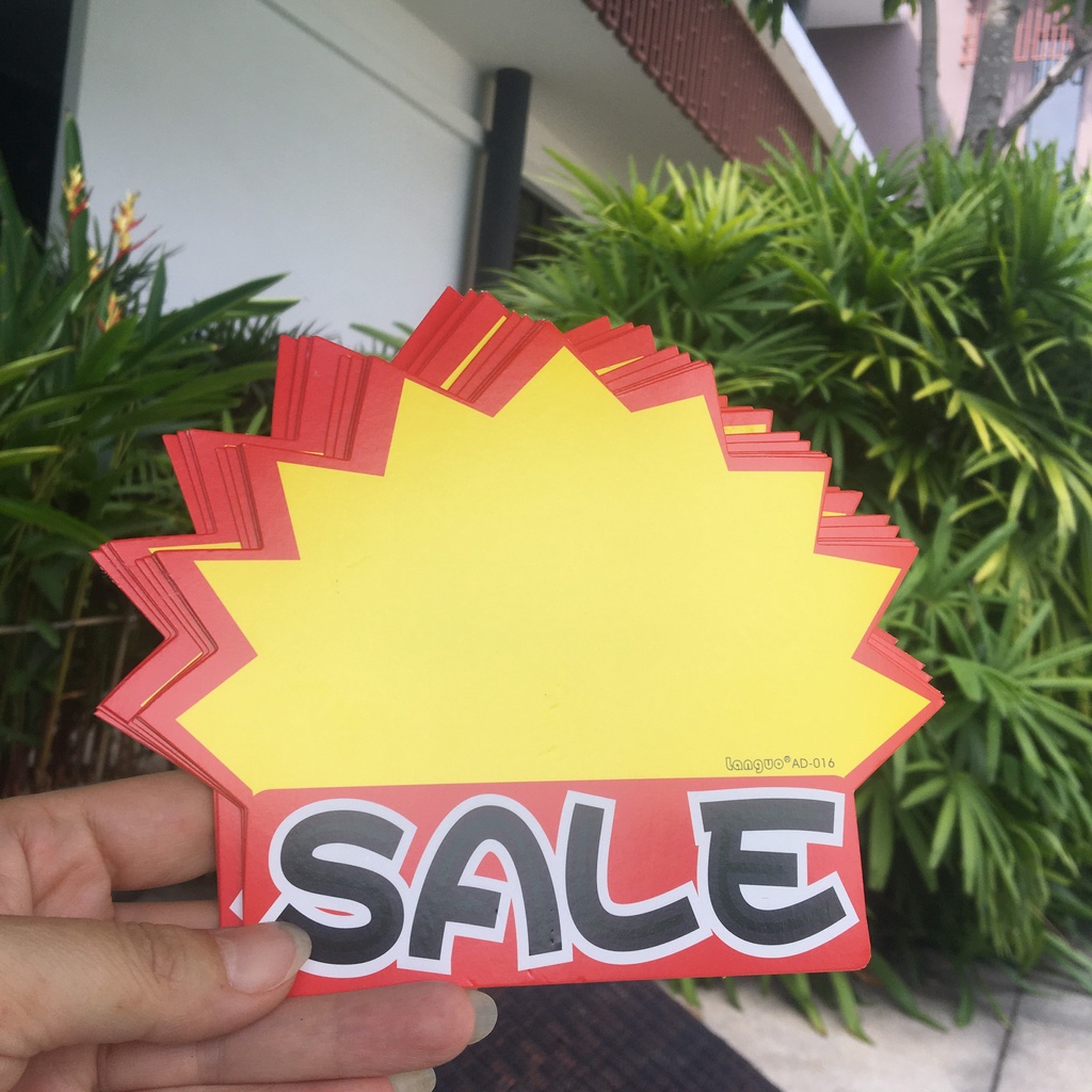 Giấy Sale, giảm giá, khuyến mại in sẵn màu sắc nổi bật thu hút, thường dùng trong các shop, cửa hàng, siêu thị