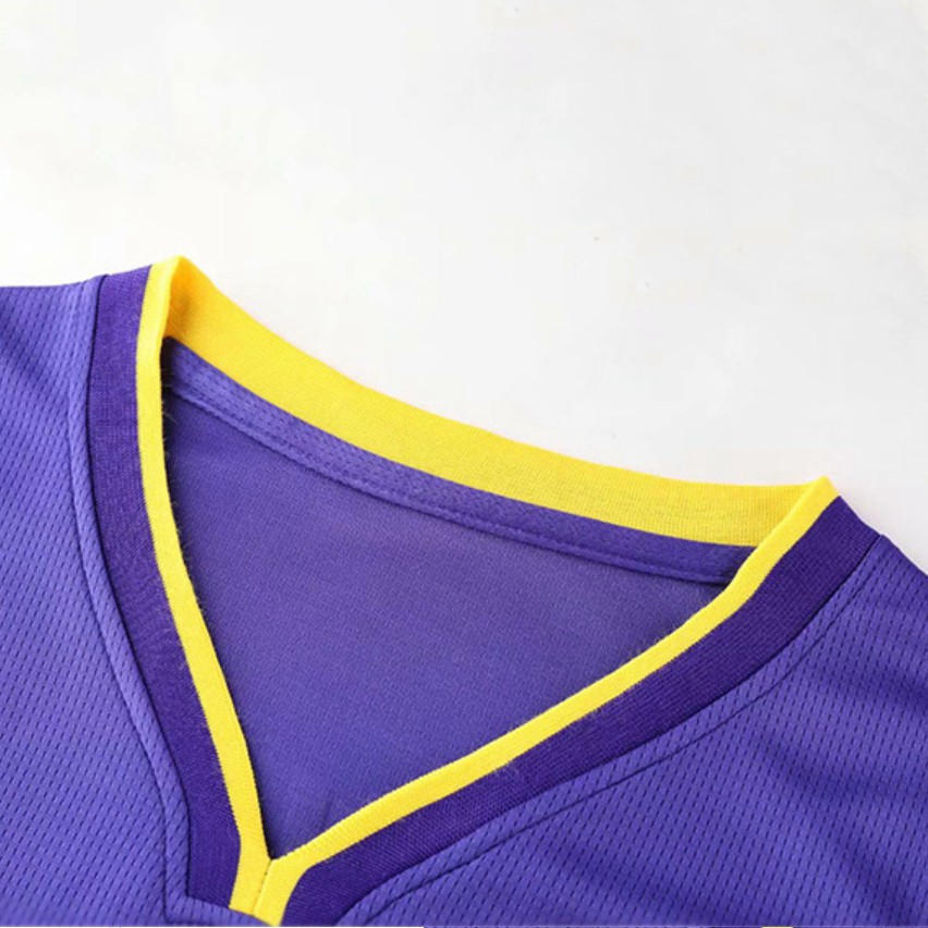 Bộ quần áo bóng rổ NBA Los Angeles Lakers trơn không số hàng đẹp nam nữ vải mè thoáng mát thấm mồ hôi tốt