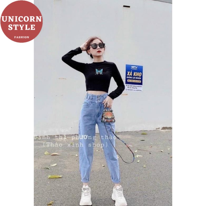 Áo Croptop Trắng Thun Tay Dài Cổ Trắng In Cánh Bướm Trắng Đen SHTACR06 Mys hitshop | BigBuy360 - bigbuy360.vn