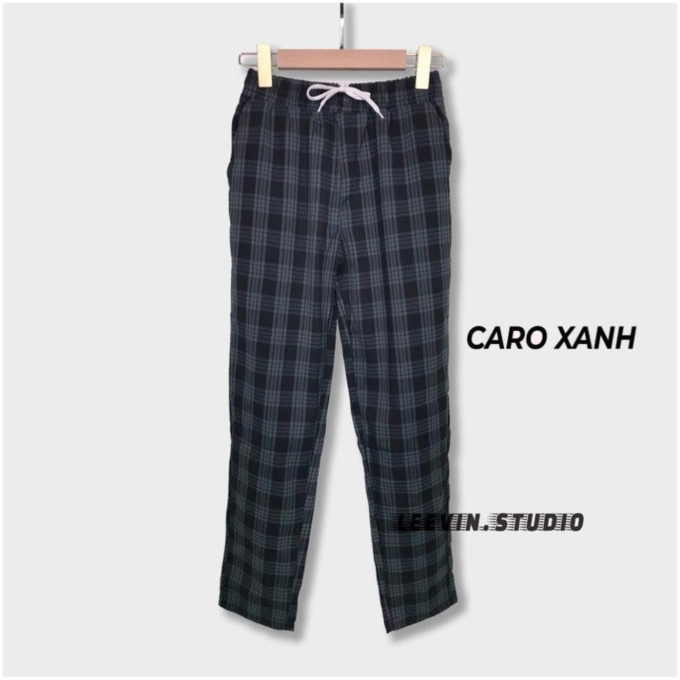 Quần Baggy Nam Nữ Kẻ Caro PLAID Ống Suông Unisex - Kiểu quần baggy nữ vải Plaid kẻ caro dáng suông rộng Leevin Store ་