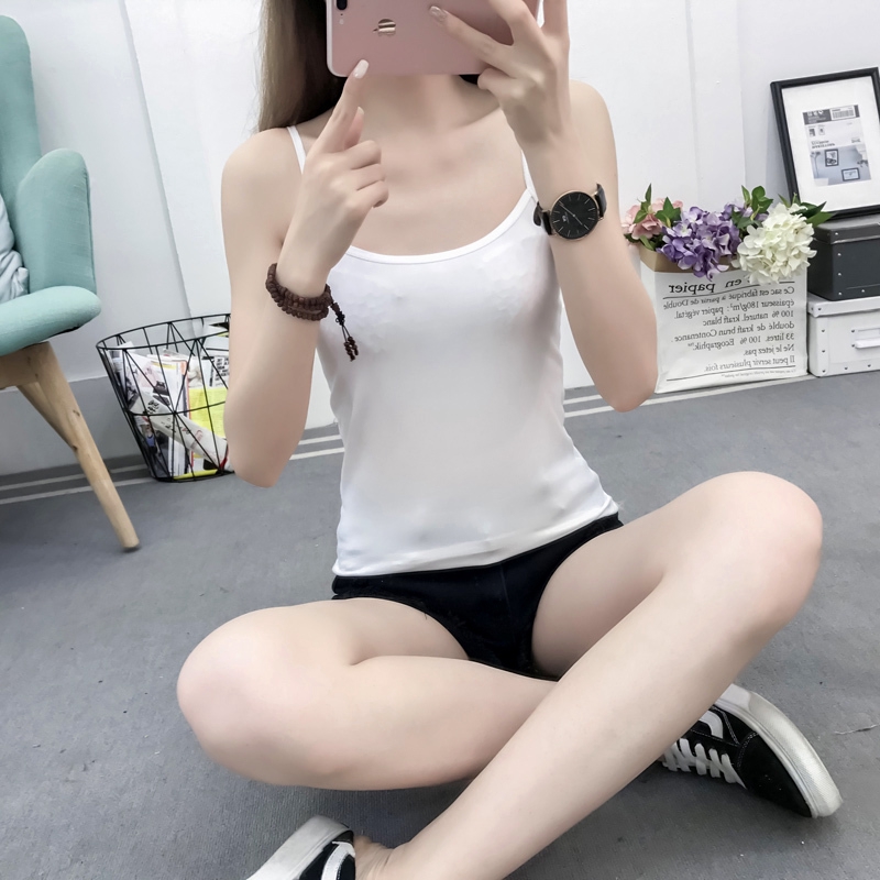 Áo Hai Dây Cổ Tròn Dáng Ôm Màu Trơn Phong Cách Hàn Quốc | BigBuy360 - bigbuy360.vn