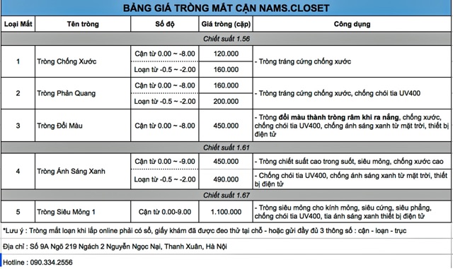 Cắt Mắt Cận Tráng Cứng, Chống UV, Ánh Sáng Xanh, Râm Đổi Màu