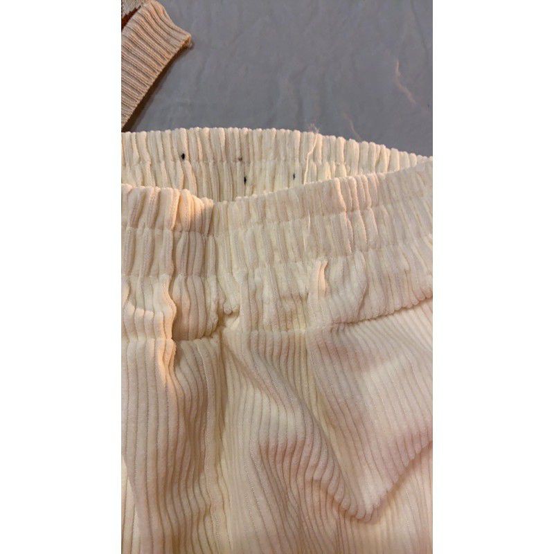[AN MỘC] Quần ống rộng culottes vải nhung gân mềm mại màu trắng sữa from dài cho nữ