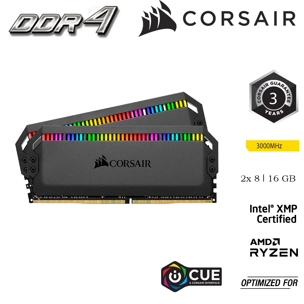 RAM PC CORSAIR DOMINATOR PLATINUM RGB 16GB DDR4 2x8GB 3000MHz CMT16GX4M2C3000C15