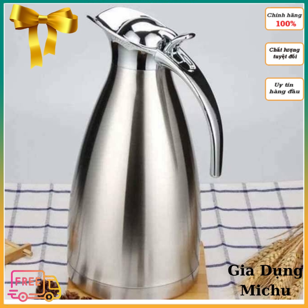 Bình Đựng Nước, Bình Dữ Nhiệt INOX 2 Lít 3 Lớp Cao Cấp Để Nước Nóng Lạnh An Toàn-MICHU