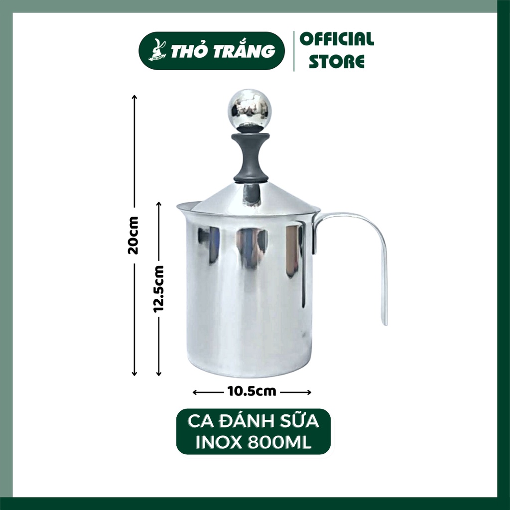 Ca đánh sữa lạnh latte, ca tạo bọt sữa cầm tay inox 2 lớp
