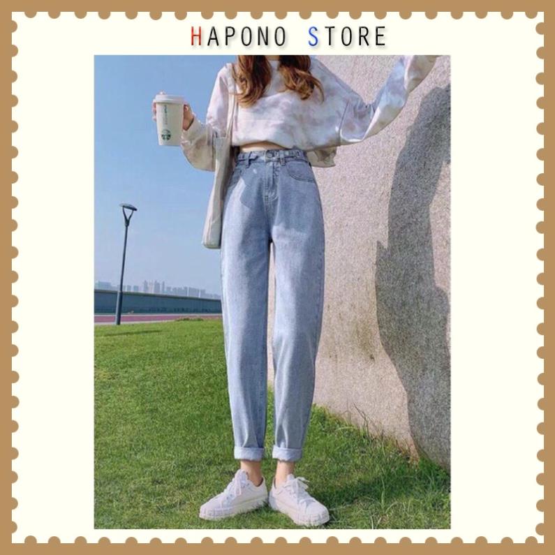 Sale Quần jean bò baggy nữ ống suông xuông rộng hàng Quảng Châu phong cách Hàn Quốc sành điệu style 2021 - HAPONO-J007 s