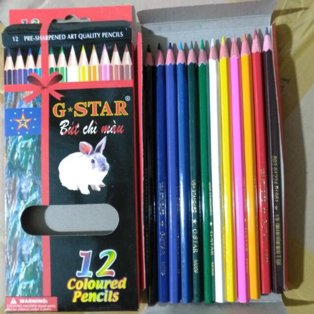 12 cây bút chì màu, bút chì tô màu (đỏ)