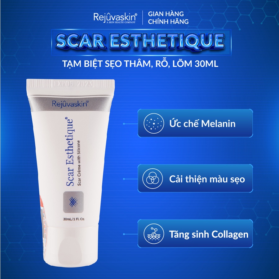 Combo chăm sóc da Rejuvaskin xoá Sẹo Thâm/ Sẹo Rỗ/ Sẹo Lõm Scar Esthetique 30ml và sữa rửa mặt chống ô nhiễm 60ml