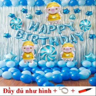 Set bóng bay trang trí sinh nhật cho bé 1 tuổi( bé tuổi HEO VÀNG)