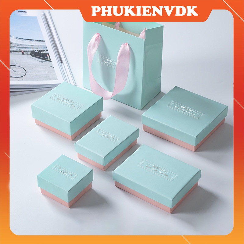 Hộp quà tặng hộp trang sức màu xanh Pastel