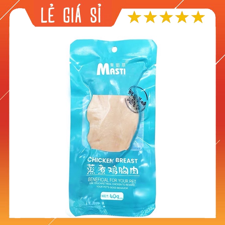 Ức gà hấp ăn liền MASTI dành cho chó mèo (gói 40g) - Thức ăn chó mèo giá sỉ