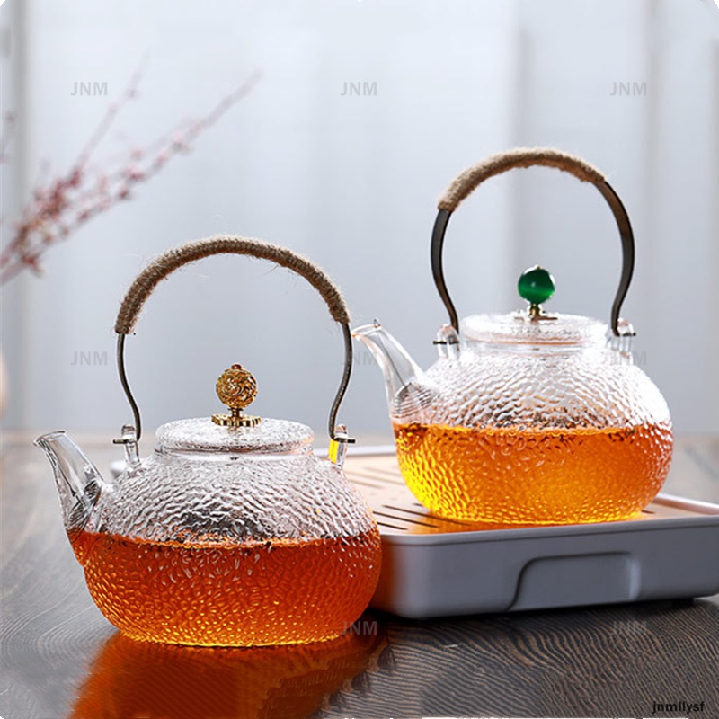 Ấm Trà Thủy Tinh Với Tay Cầm Bằng Đồng Dung Tích Lớn 900Ml