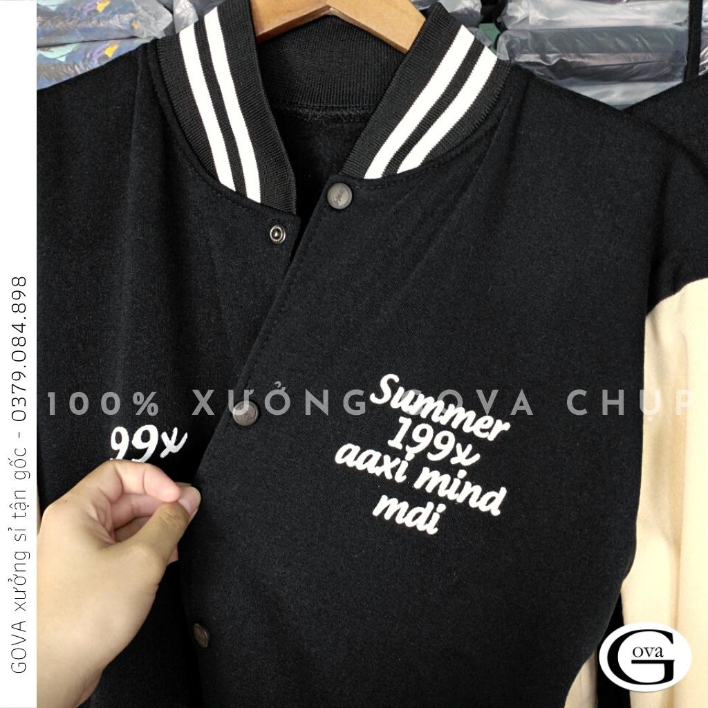 Áo Bomber nỉ 199X Ulzzang form rộng Unisex áo khoác nỉ bông GOVA