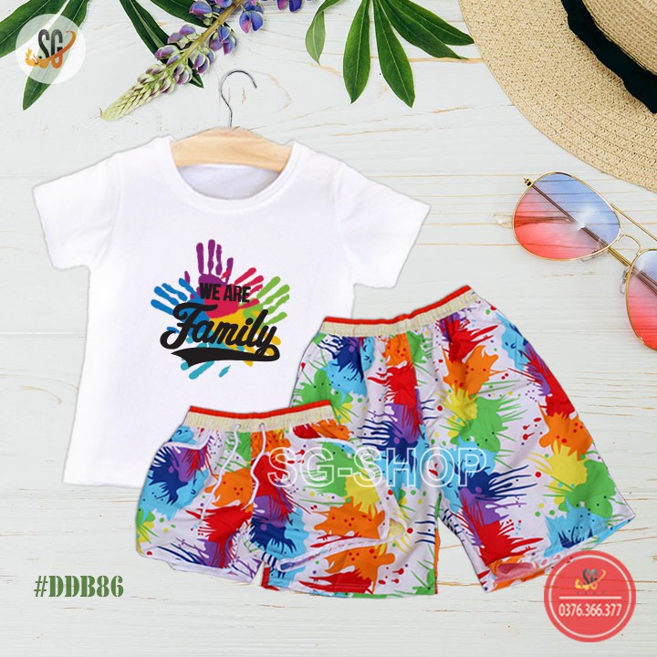 Bộ đồ quần áo đi biển cho gia đình hội nhóm cặp đôi có hoạ tiết nổi bật thun dày dặn DDB86 | DONGPHUCSG