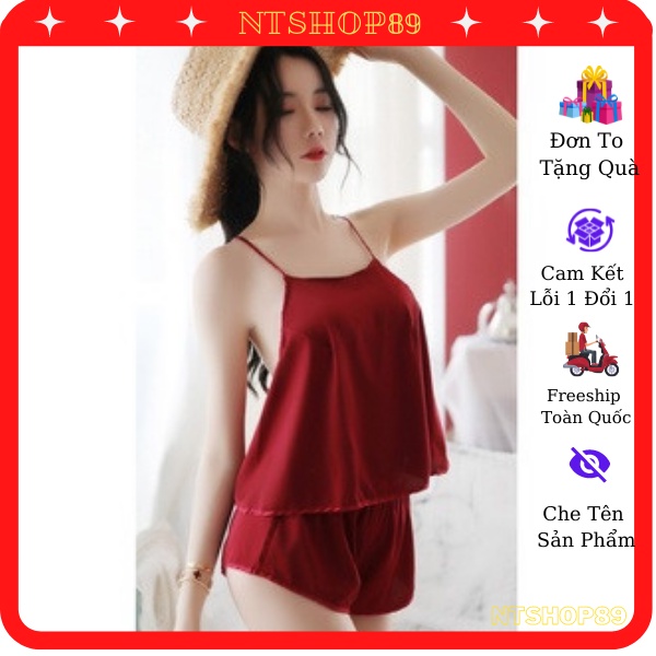 ( Có ảnh thật ) Bộ Đồ Ngủ Hai Dây Chất Phi Lụa Satin Cực Đẹp P1178 Cực Quyến Rũ